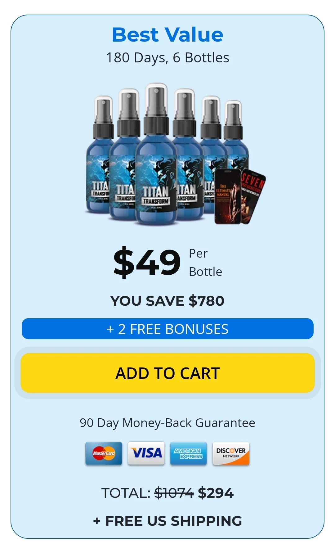 Titan Transform™ 6 bottles pricing